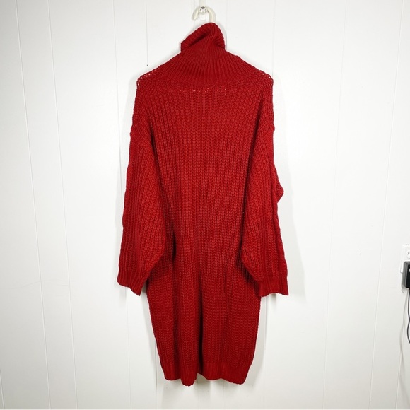 Curve Market Red Knit Turtleneck Plus Size Sweater Dress1X/2X - Picture 2 of 6